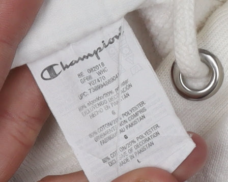 Mens UK Size L Champion White Pullover Hoodie