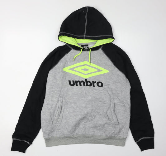 Umbro Men's Grey Hoodie, Size S, Logo Pullover