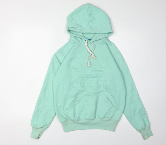 Adidas Unisex Green Pullover Hoodie, M, Casual Autumn Wear