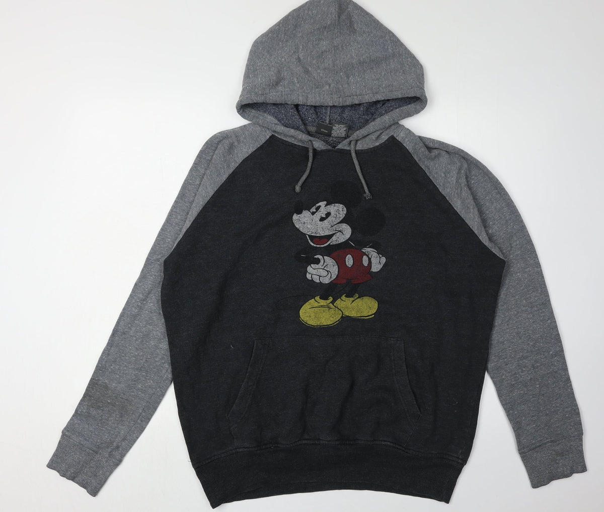 Front view of Disney unisex mickey mouse grey hoodie l pullover