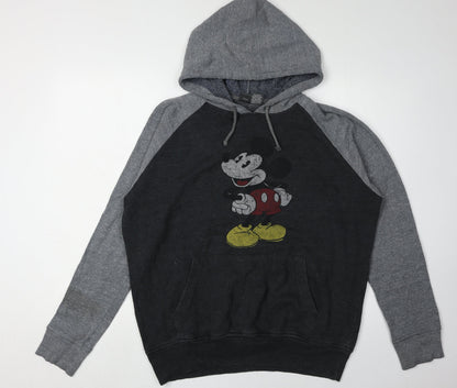 Front view of Disney unisex mickey mouse grey hoodie l pullover