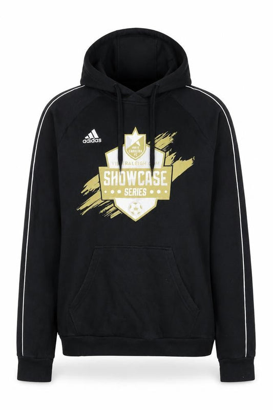 Front view of Adidas unisex black pullover hoodie m
