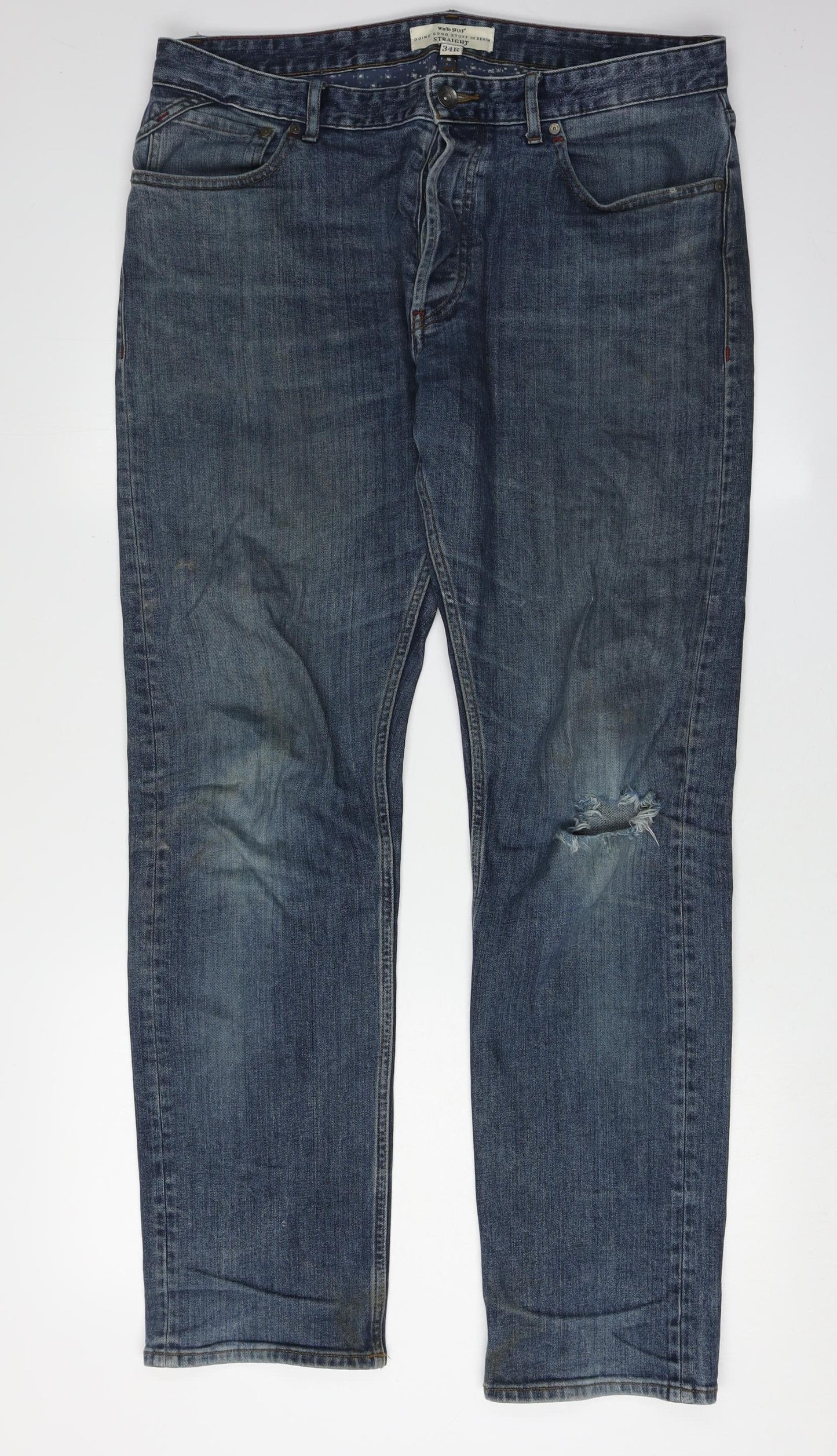 White Stuff Men's Blue Straight Jeans, Size 34