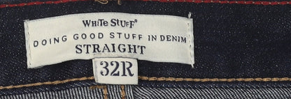 White Stuff Men's Blue 32R Straight Distressed Jeans