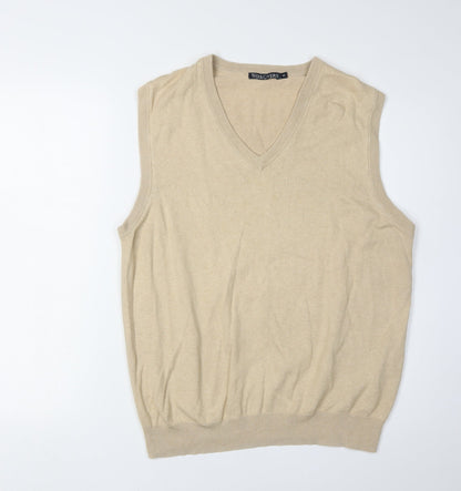 Woolovers Men's Beige Cotton Cashmere Vest Medium