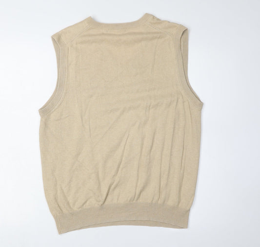 Woolovers Men's Beige Cotton Cashmere Vest Medium