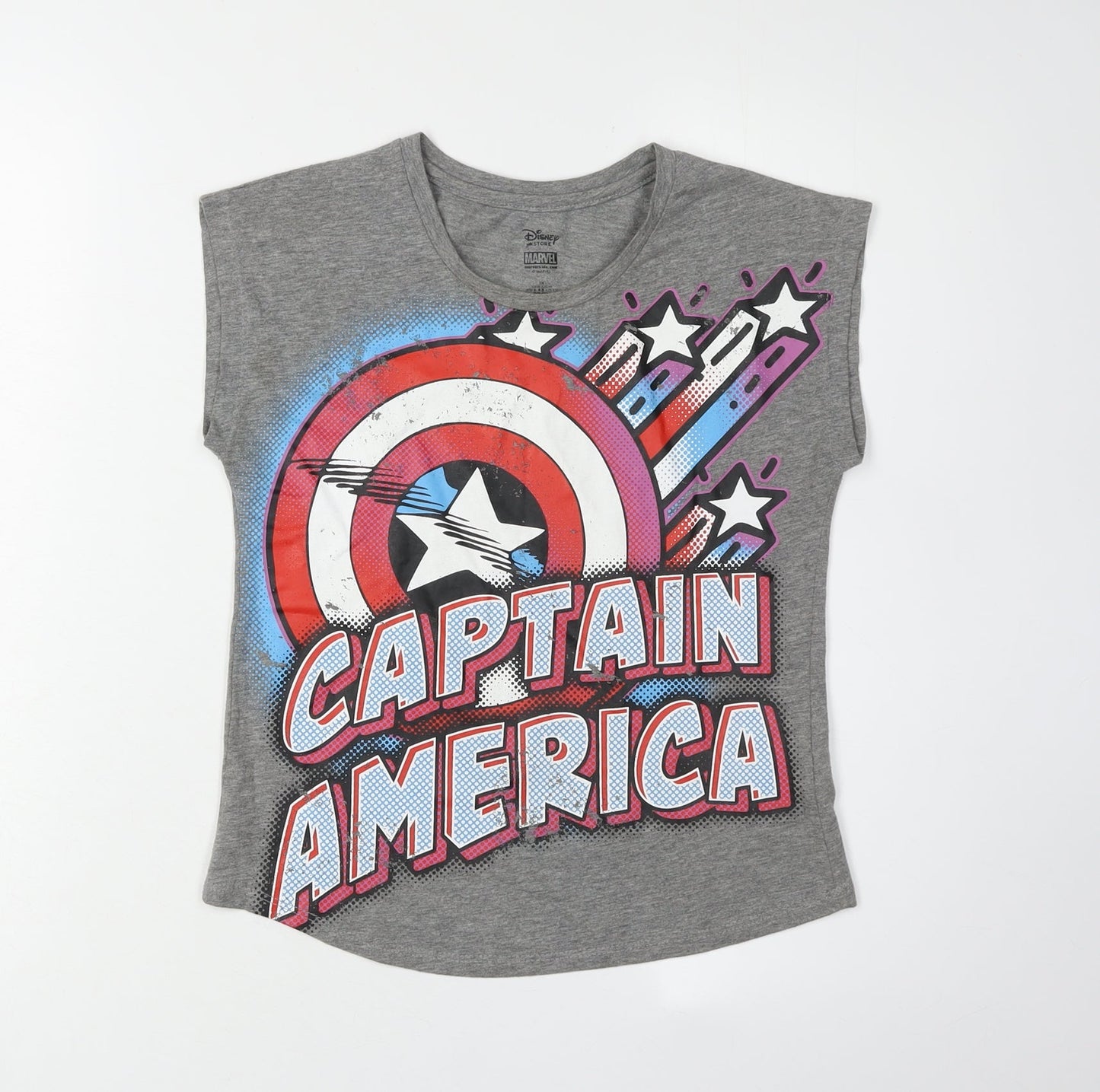 Disney Girls Grey Captain America Sleeveless T-Shirt 7-8 Years
