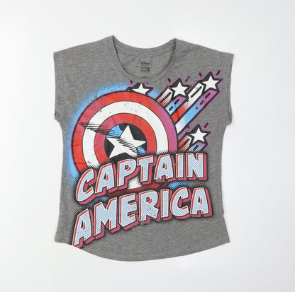 Disney Girls Grey Captain America Sleeveless T-Shirt 7-8 Years