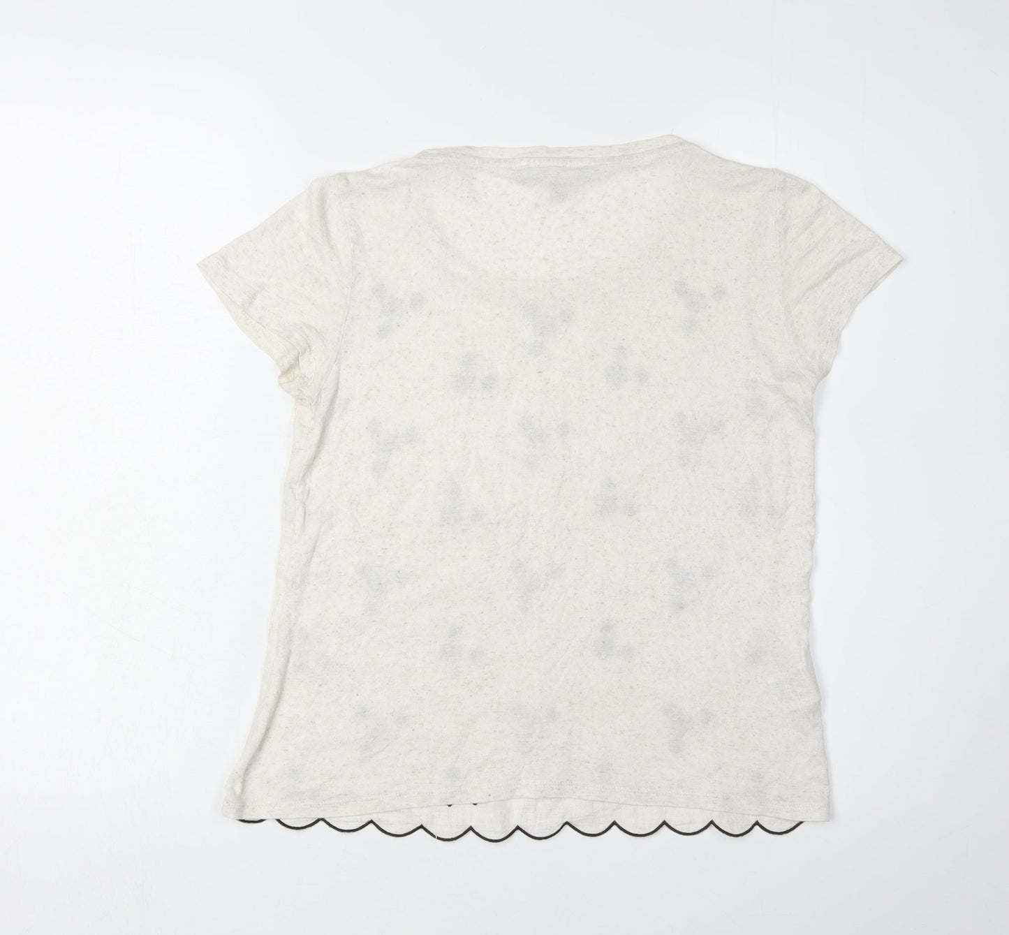 Laura Ashley Women's Ivory Floral Embroidered T-Shirt Size 10