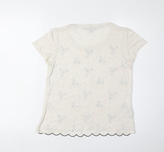Laura Ashley Women's Ivory Floral Embroidered T-Shirt Size 10