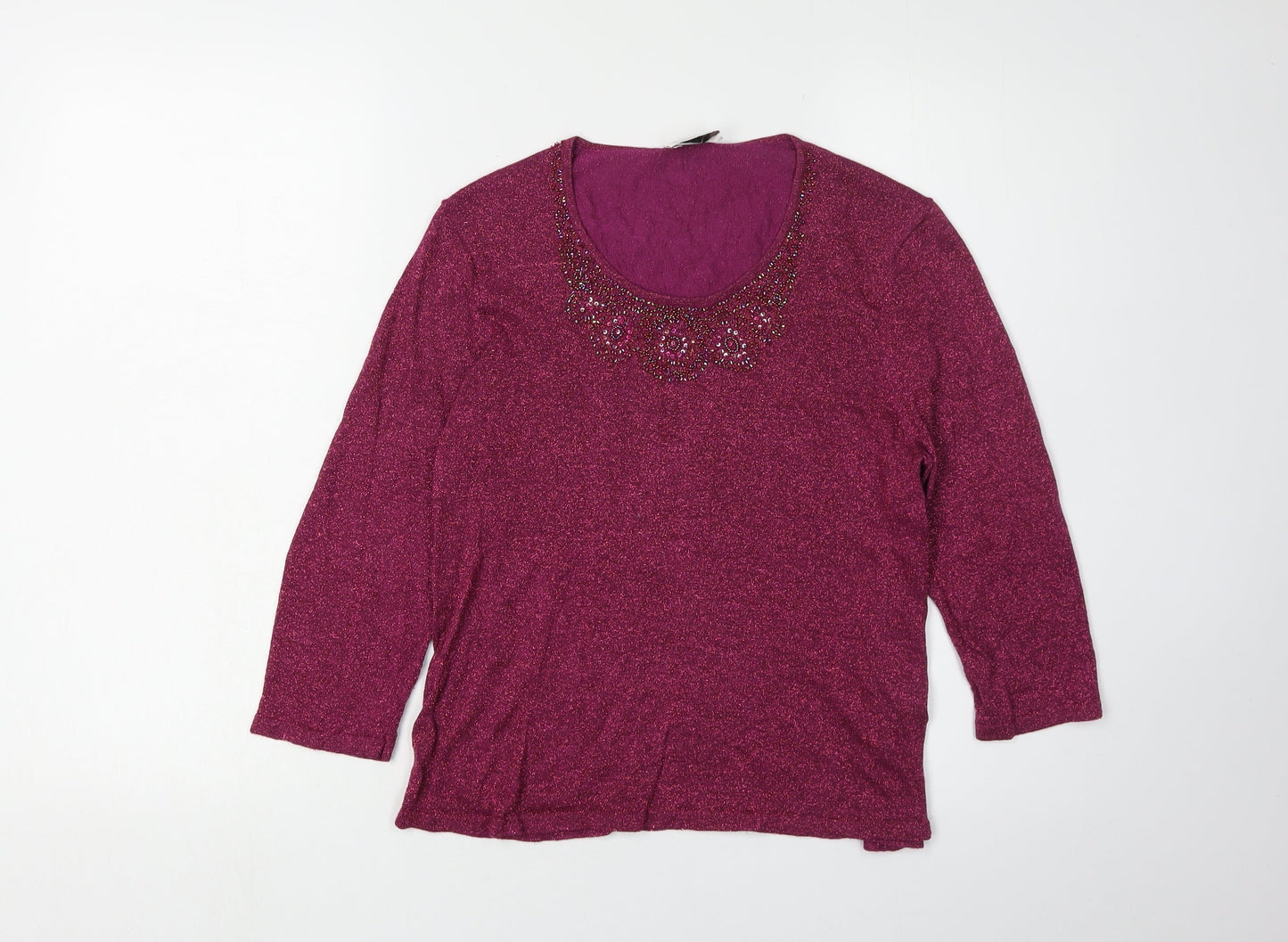 Eastex Women's Purple Beaded Pullover Jumper, Size 14