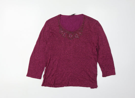 Eastex Women's Purple Beaded Pullover Jumper, Size 14