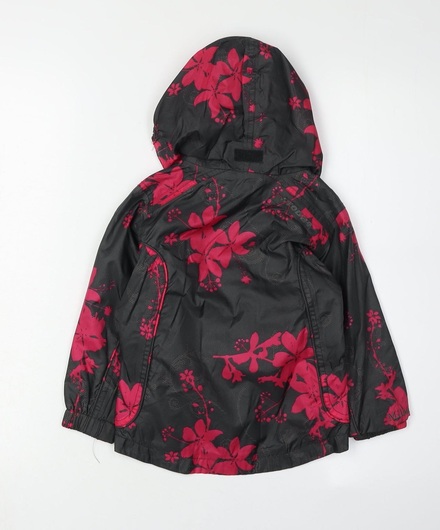 Tog24 Girls Floral Rain Coat, Black, 1 Year, Hooded Zip Jacket