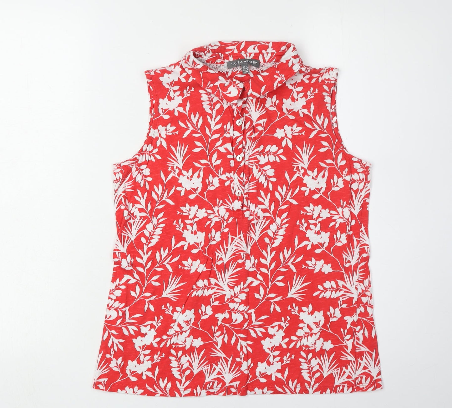 Laura Ashley Women's Red Floral Blouse Size 8