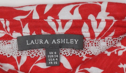 Laura Ashley Women's Red Floral Blouse Size 8