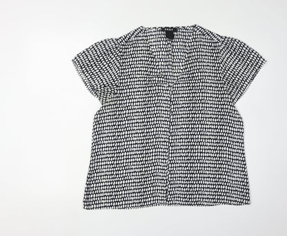 DKNY Women's Black & White Geometric Blouse