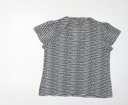 DKNY Women's Black & White Geometric Blouse