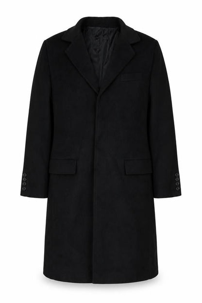 Benibos Black Unisex Long Wool Blend Coat L
