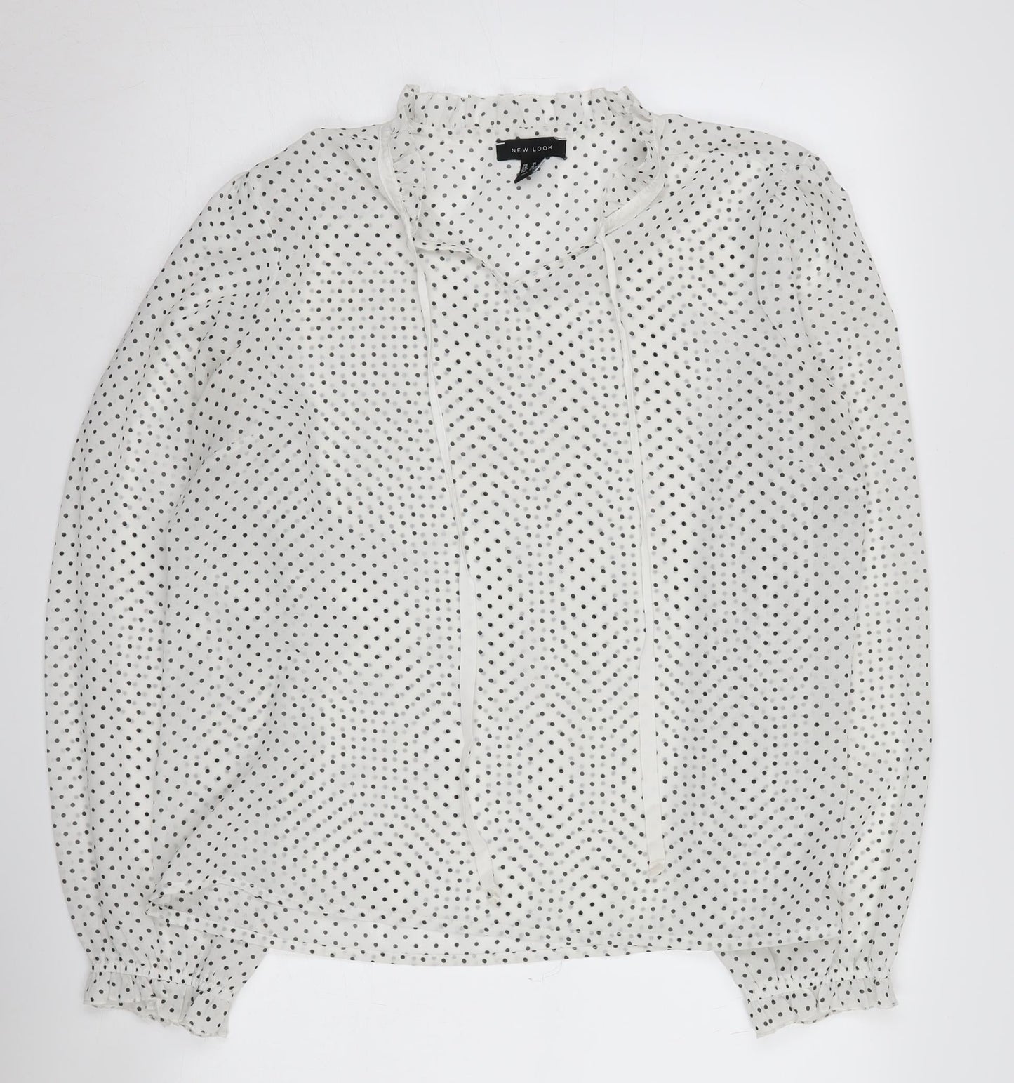 New Look Women's White Polka Dot Blouse, UK 16, Polyester