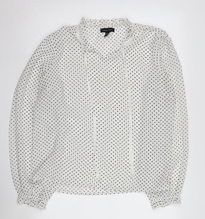 New Look Women's White Polka Dot Blouse, UK 16, Polyester
