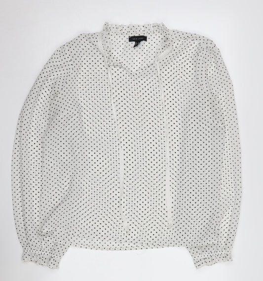 New Look Women's White Polka Dot Blouse, UK 16, Polyester