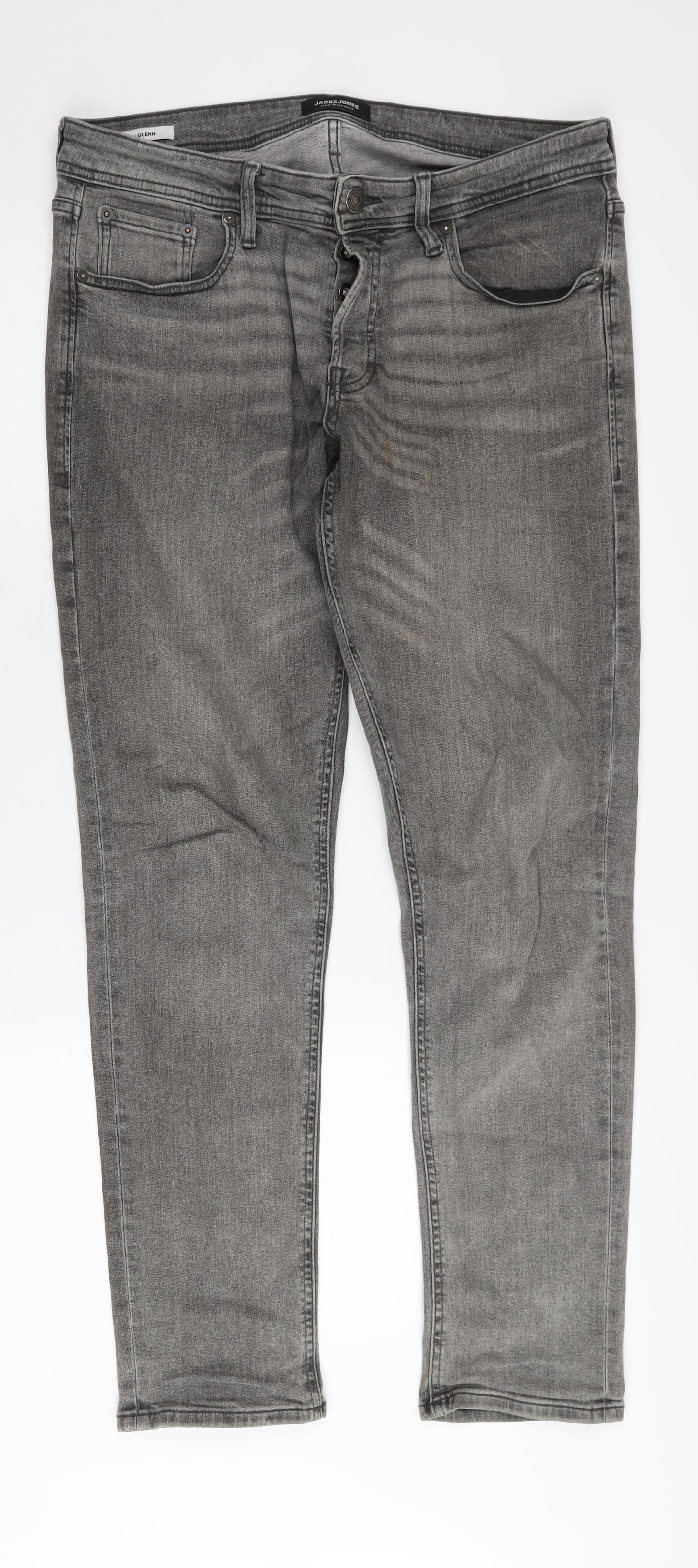 Jack & Jones Men's Grey Skinny Jeans, Size 32, Stylish Stretch