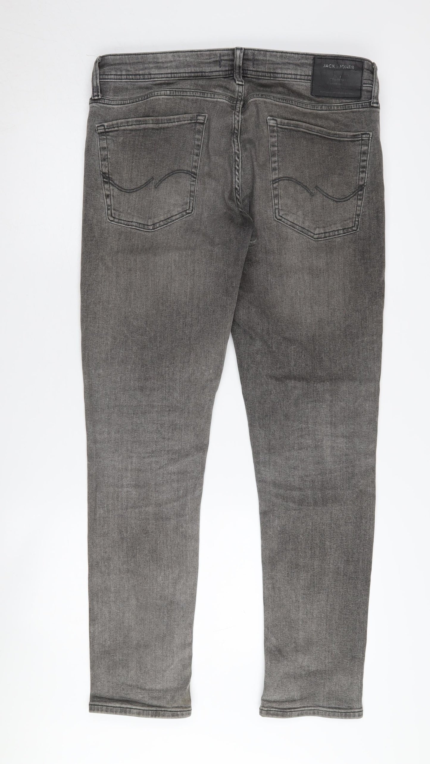 Jack & Jones Men's Grey Skinny Jeans, Size 32, Stylish Stretch
