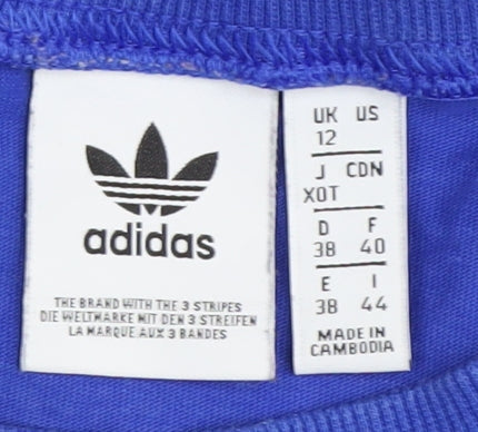 Womens UK Size 12 adidas Blue Basic T-Shirt