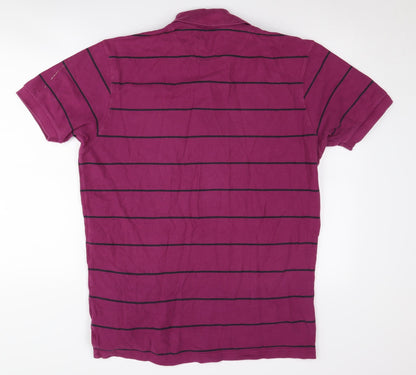 Tyrwhitt Men's Purple Striped Polo Shirt Size L