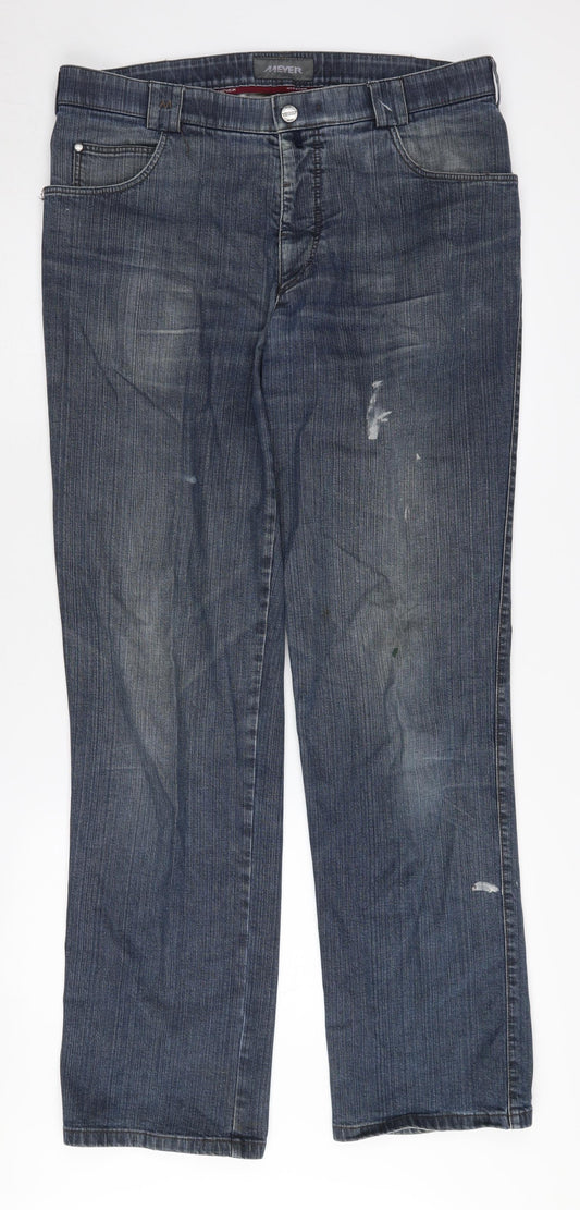 Meyer Men's Blue Straight Jeans Size 36 Regular Fit