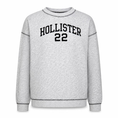 Front view of Hollister Grey unisex crew neck sweatshirt l