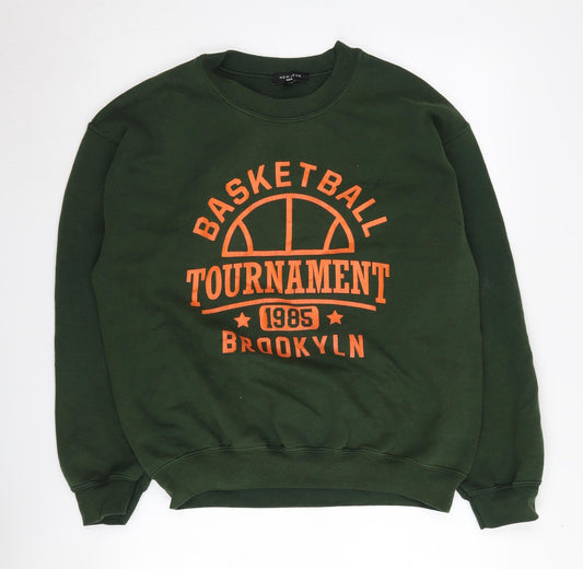 Mens UK Size M New Look Green Pullover Sweatshirt