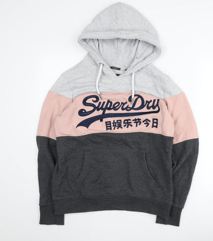 Superdry Women's Colourblock Hoodie Size 14 Grey Pink