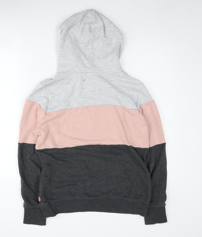Superdry Women's Colourblock Hoodie Size 14 Grey Pink