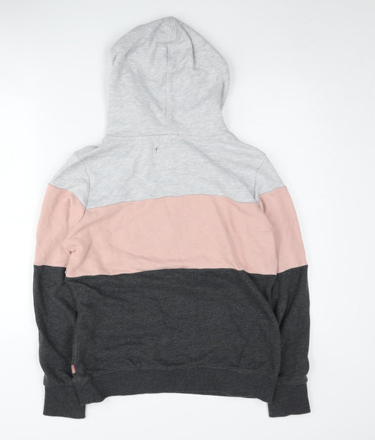 Superdry Women's Colourblock Hoodie Size 14 Grey Pink