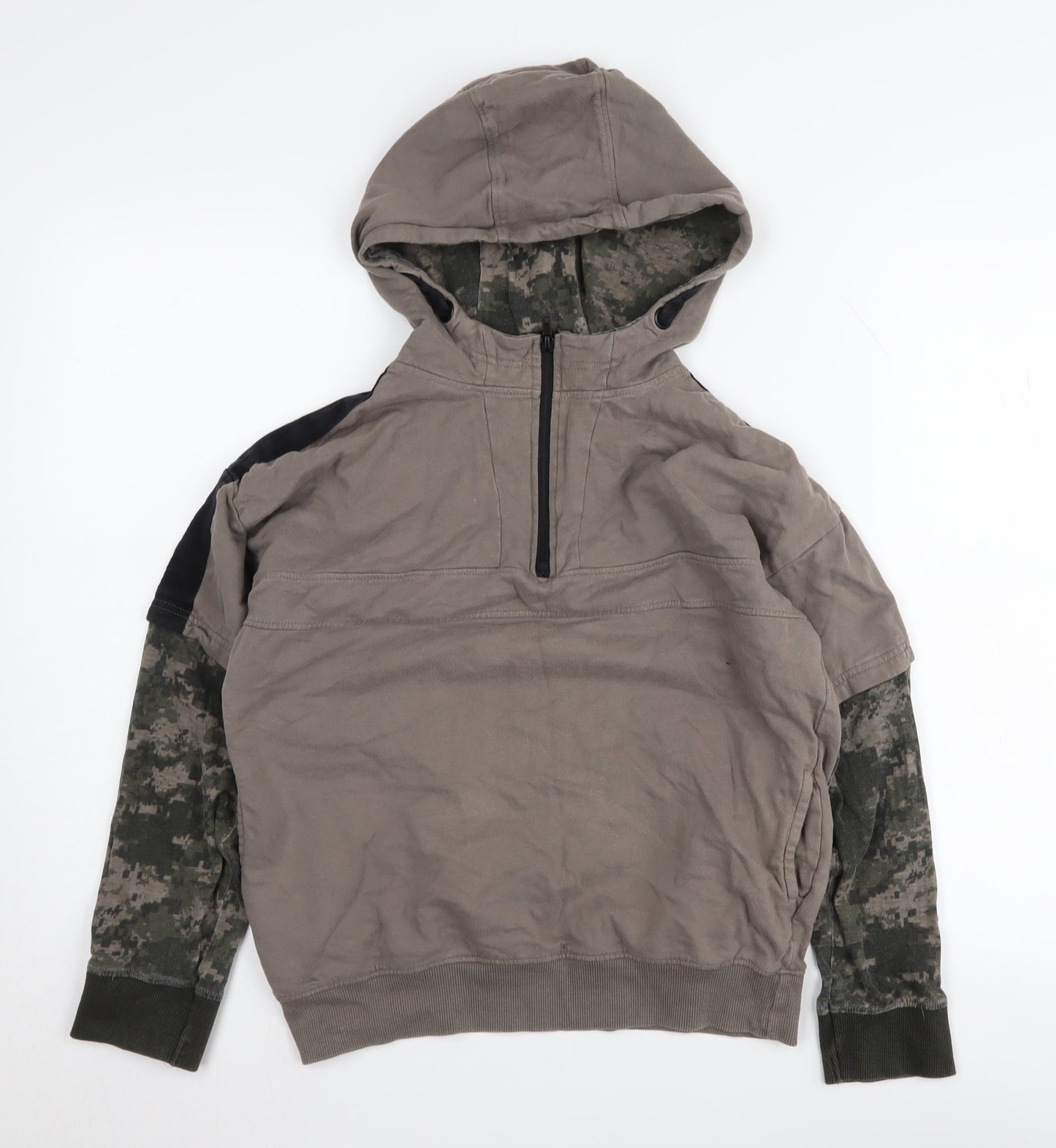Urban Outlaws Boys Brown Camouflage Hoodie 11-12Y, 1/2 Zip Style