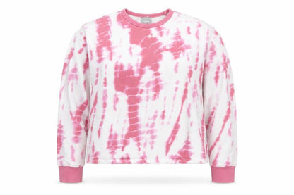 Front view of Bench girls’ pink tie-dye pullover sweatshirt xl