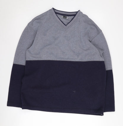 Armando Men's Grey/Blue V-Neck Pullover Jumper M