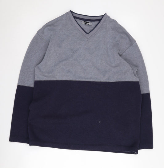 Armando Men's Grey/Blue V-Neck Pullover Jumper M