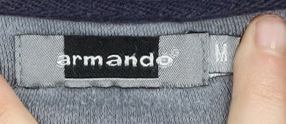 Armando Men's Grey/Blue V-Neck Pullover Jumper M