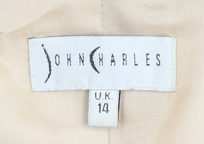 John Charles Women's Beige Blazer Size 14 Formal Notch Lapel