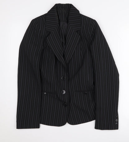 New Look Women's Black Pinstripe Suit Jacket Size 10
