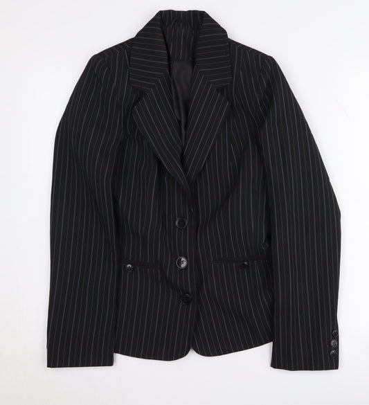 New Look Women's Black Pinstripe Suit Jacket Size 10