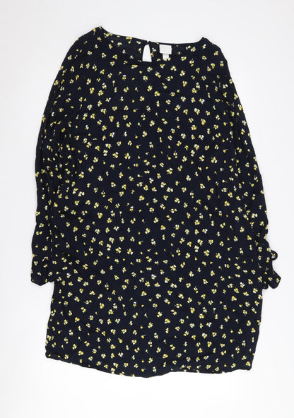 H&M Women's Multicoloured Floral Shift Dress Size 16