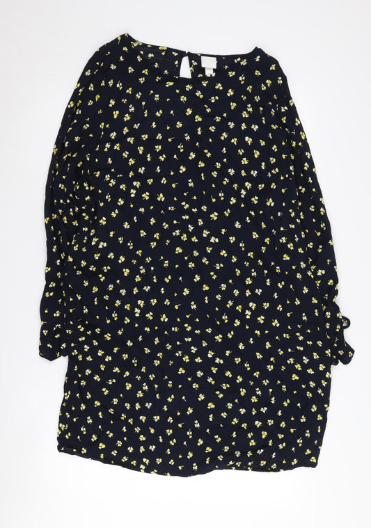H&M Women's Multicoloured Floral Shift Dress Size 16