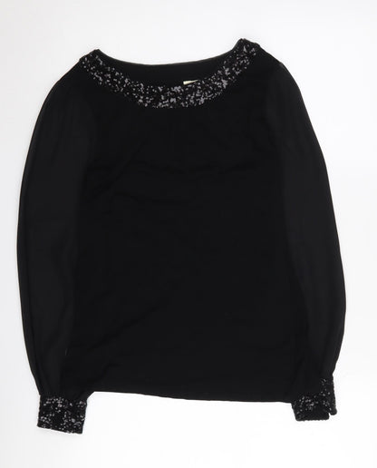 Womens UK Size S Oasis Black Basic Blouse