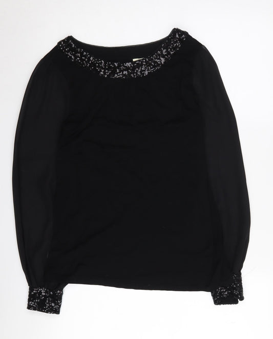 Womens UK Size S Oasis Black Basic Blouse
