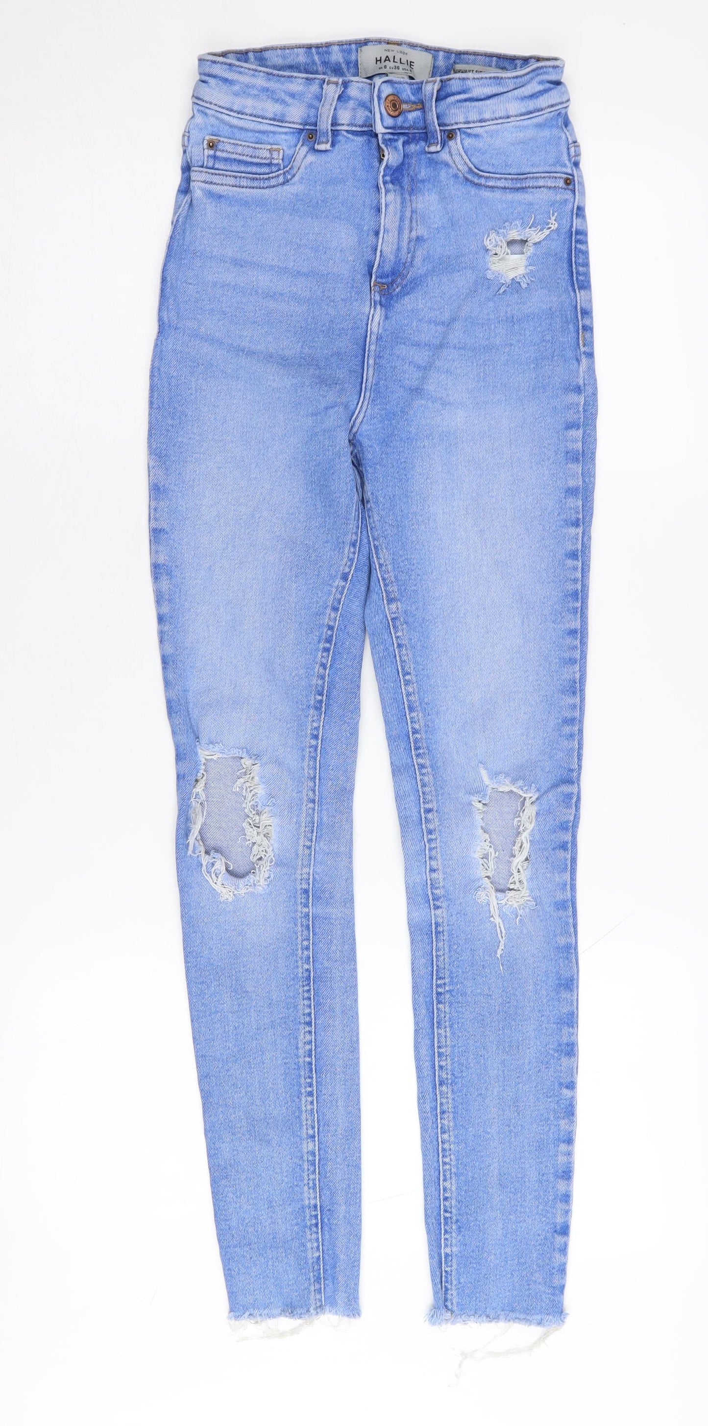 New Look Women's Blue Skinny Jeans Size 8 Distressed