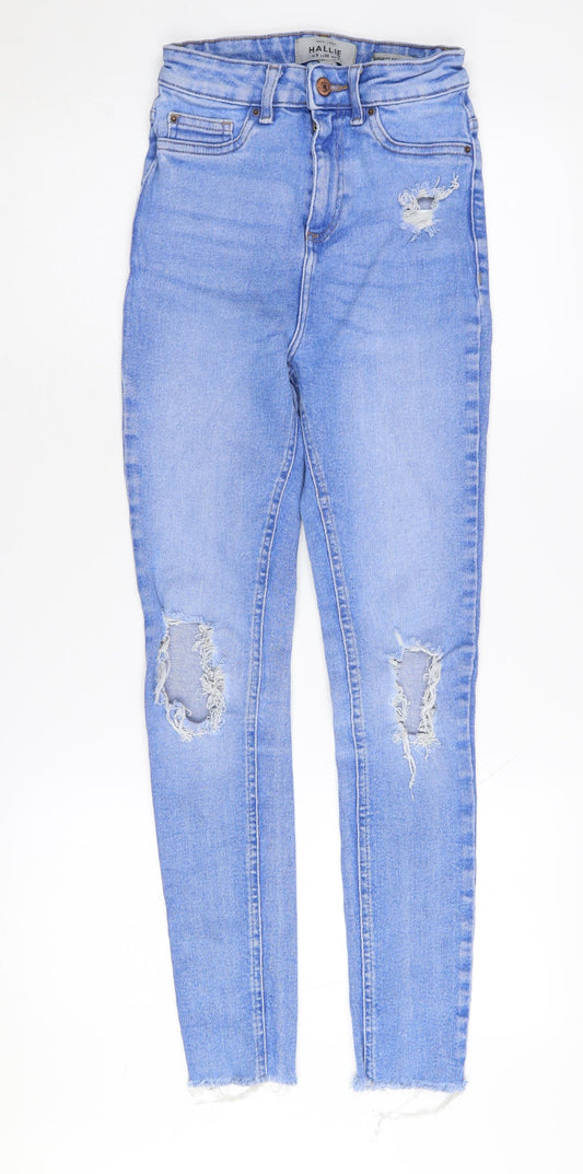 New Look Women's Blue Skinny Jeans Size 8 Distressed