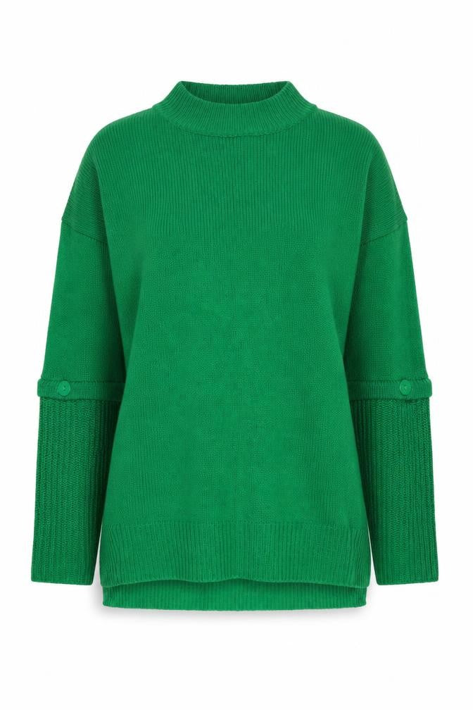 Front view of JDWILLIAMS Women's Green Mock Neck Acrylic Jumper - S